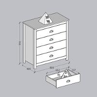 Comoda 4 Gavetas Madeira Maciça 80 Cm 9101 Freijo Milani Store - 6