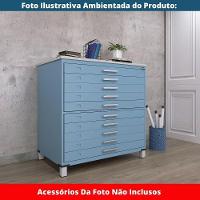 Mapoteca 10 Gavetas Pandin 120cm (larg) Inmetro Tampo Mdp Cinza Estrutura E Gavetas Em Aço Azul Dali - 8