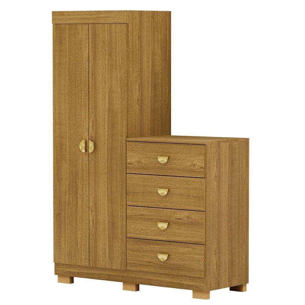 Cômoda Guarda-roupa Com 4 Gavetas E 5 Prateleiras Cristine Nature - 1