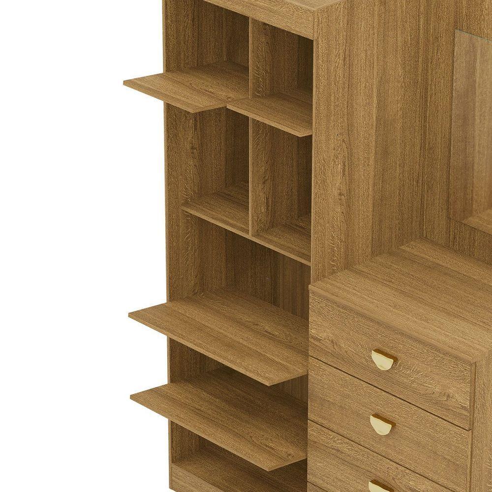 Cômoda Guarda-roupa Com 4 Gavetas E 5 Prateleiras Cristine Nature - 5