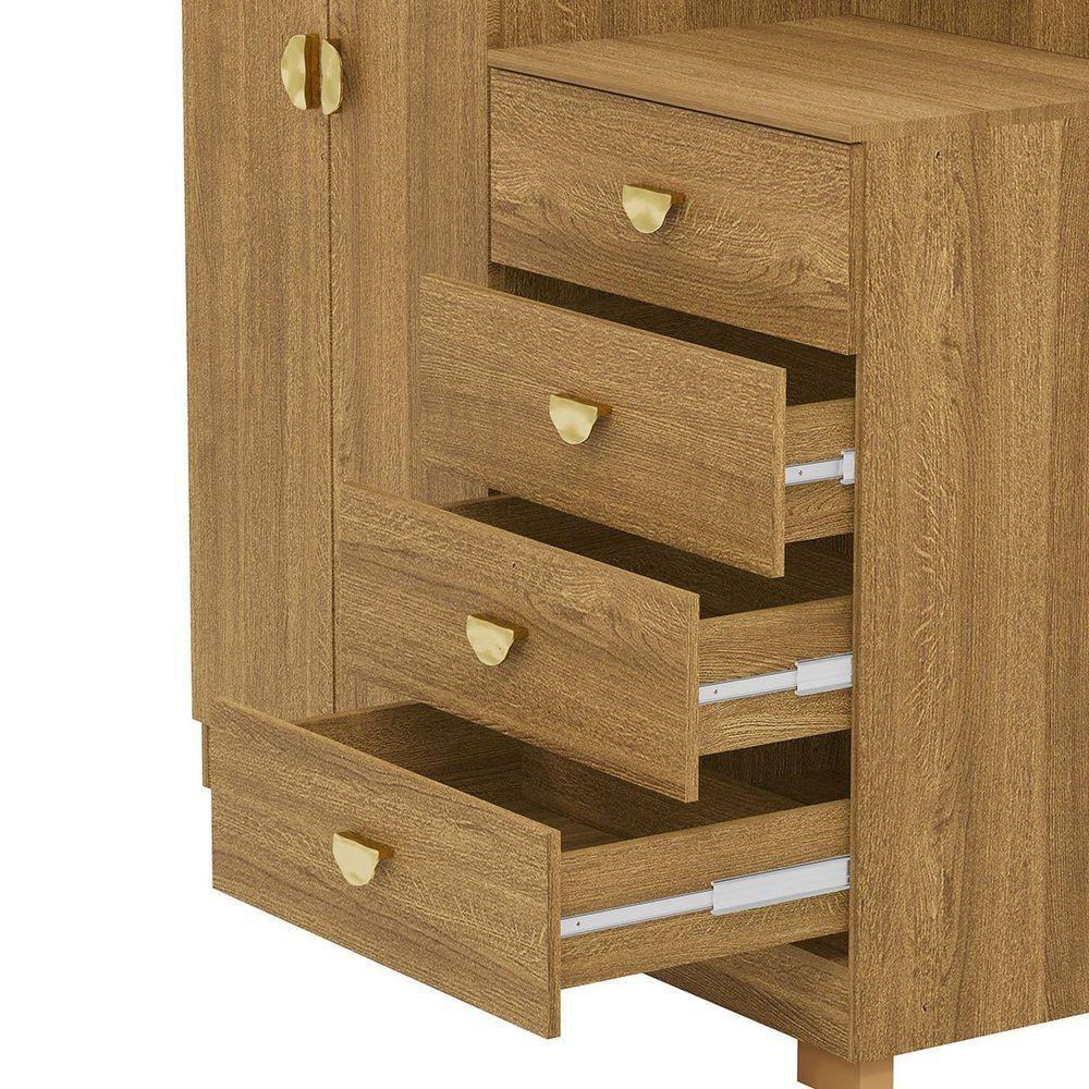 Cômoda Guarda-roupa Com 4 Gavetas E 5 Prateleiras Cristine Nature - 7