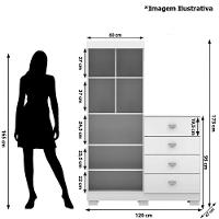 Cômoda Guarda-roupa Com 4 Gavetas E 5 Prateleiras Cristine Nature - 3
