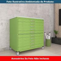 Mapoteca 10 Gavetas Pandin 120 Cm (larg) Inmetro Tampo Mdp Branco Estrutura E Gavetas Em Aço Verde - 8