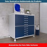 Mapoteca 10 Gavetas Pandin 120 Cm (larg) Inmetro Tampo Mdp Branco Estrutura Aço Cinza Gavetas Azul - 6