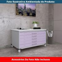 Mapoteca 5 Gavetas Pandin 120 Cm (larg) Inmetro Tampo Mdp Branco Estrutura Aço Cinza Gavetas Lilás - 8