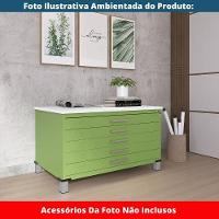 Mapoteca 5 Gavetas Pandin 120 Cm (larg) Inmetro Tampo Mdp Branco Estrutura E Gavetas Em Aço Verde - 3
