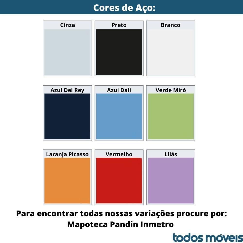 Mapoteca 10 Gavetas Pandin 120 Cm (larg) Inmetro Tampo Mdp Branco Estrutura Aço Cinza Gavetas Pretas - 4