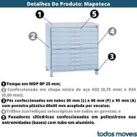 Mapoteca 10 Gavetas Pandin 120 Cm (larg) Inmetro Tampo Mdp Branco Estrutura Aço Cinza Gavetas Pretas - 2