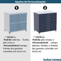 Mapoteca 10 Gavetas Pandin 120 Cm (larg) Inmetro Tampo Mdp Branco Estrutura Aço Cinza Gavetas Pretas - 3