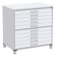 Mapoteca 10 Gavetas Pandin 120cm (larg) Inmetro Tampo Mdp Branco Estrutura Aço Cinza Gavetas Brancas - 1