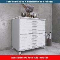 Mapoteca 10 Gavetas Pandin 120cm (larg) Inmetro Tampo Mdp Branco Estrutura Aço Cinza Gavetas Brancas - 6
