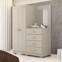 Cômoda Roupeiro Com Espelho 2 Portas 4 Gavetas Cristal - Fendi Fendi - 1