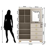 Cômoda Roupeiro Com Espelho 2 Portas 4 Gavetas Cristal - Fendi Fendi