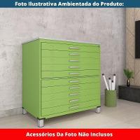 Mapoteca 10 Gavetas Pandin 120 Cm (larg) Inmetro Tampo Mdp Cinza Estrutura E Gavetas Em Aço Verde - 5
