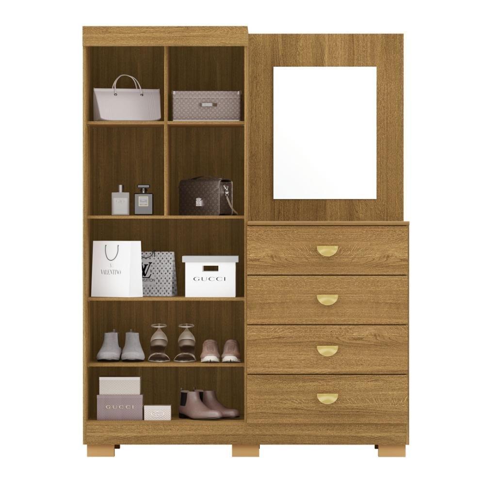 Cômoda Roupeiro Com Espelho 2 Portas 4 Gavetas Cristal - Nature Nature - 3