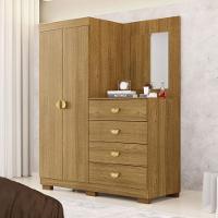 Cômoda Roupeiro Com Espelho 2 Portas 4 Gavetas Cristal - Nature Nature - 1