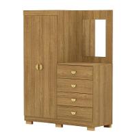 Cômoda Roupeiro Com Espelho 2 Portas 4 Gavetas Cristal - Nature Nature - 9