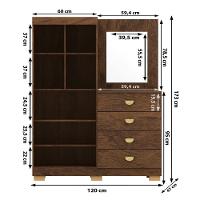 Cômoda Roupeiro Com Espelho 2 Portas 4 Gavetas Cristal - Imbuia Imbuia - 2