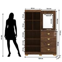 Cômoda Roupeiro Com Espelho 2 Portas 4 Gavetas Cristal - Imbuia Imbuia