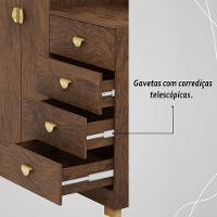 Cômoda Roupeiro Com Espelho 2 Portas 4 Gavetas Cristal - Imbuia Imbuia - 6