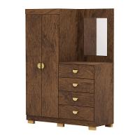 Cômoda Roupeiro Com Espelho 2 Portas 4 Gavetas Cristal - Imbuia Imbuia - 9