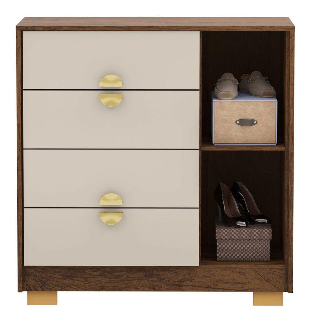 Cômoda Sapateira 4 Gavetas Clarabella Imbuia Fendi - 2