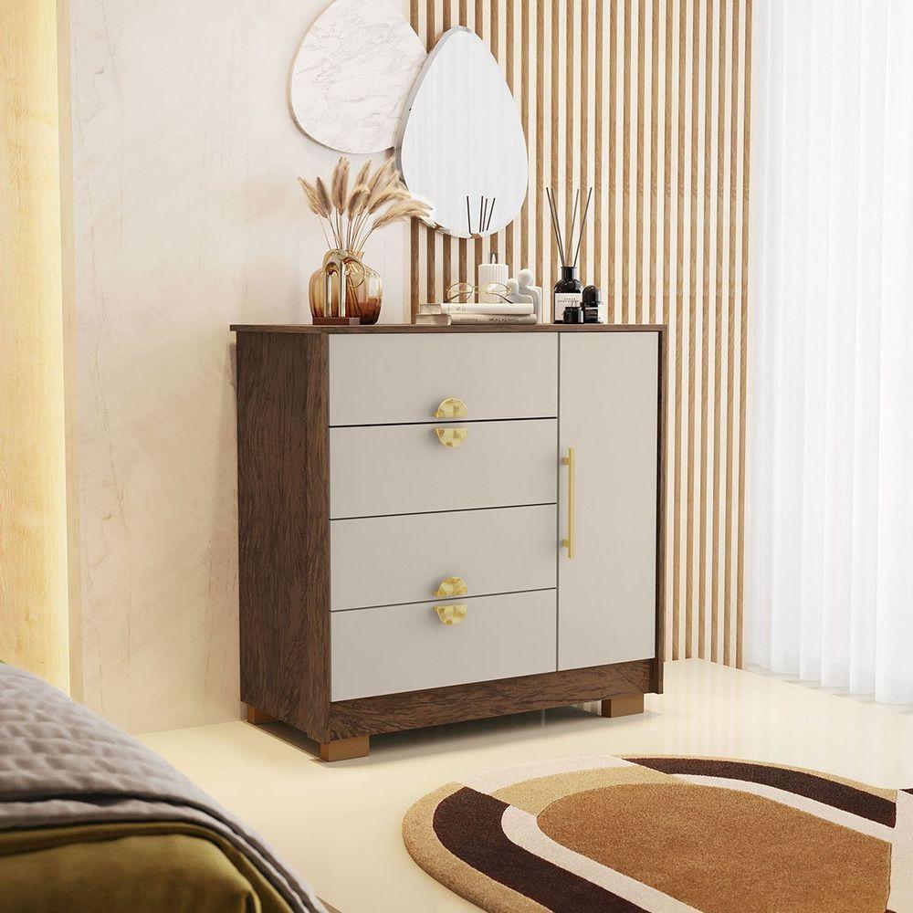 Cômoda Sapateira 4 Gavetas Clarabella Imbuia Fendi - 8