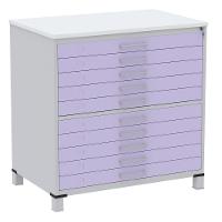 Mapoteca 10 Gavetas Pandin 120 Cm (larg) Inmetro Tampo Mdp Branco Estrutura Aço Cinza Gavetas Lilás - 1