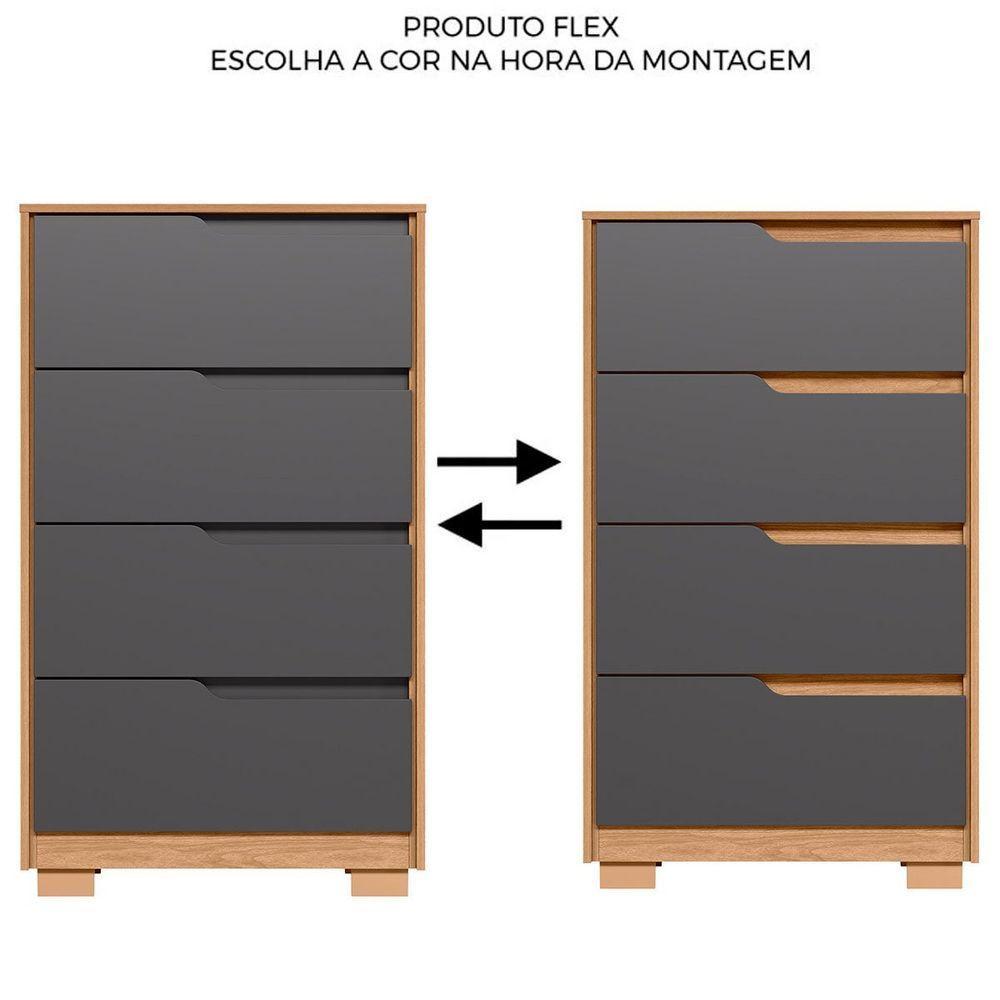 Kit Cômoda 4 Gavetas E Mesa De Cabeceira Sara 2 Gavetas Flex Freijó/titanium - 3