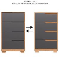 Kit Cômoda 4 Gavetas E Mesa De Cabeceira Sara 2 Gavetas Flex Freijó/titanium - 3