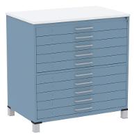 Mapoteca 10 Gavetas Pandin 120cm (larg) Inmetro Tampo Mdp Branco Estrutura E Gaveta Em Aço Azul Dali - 1