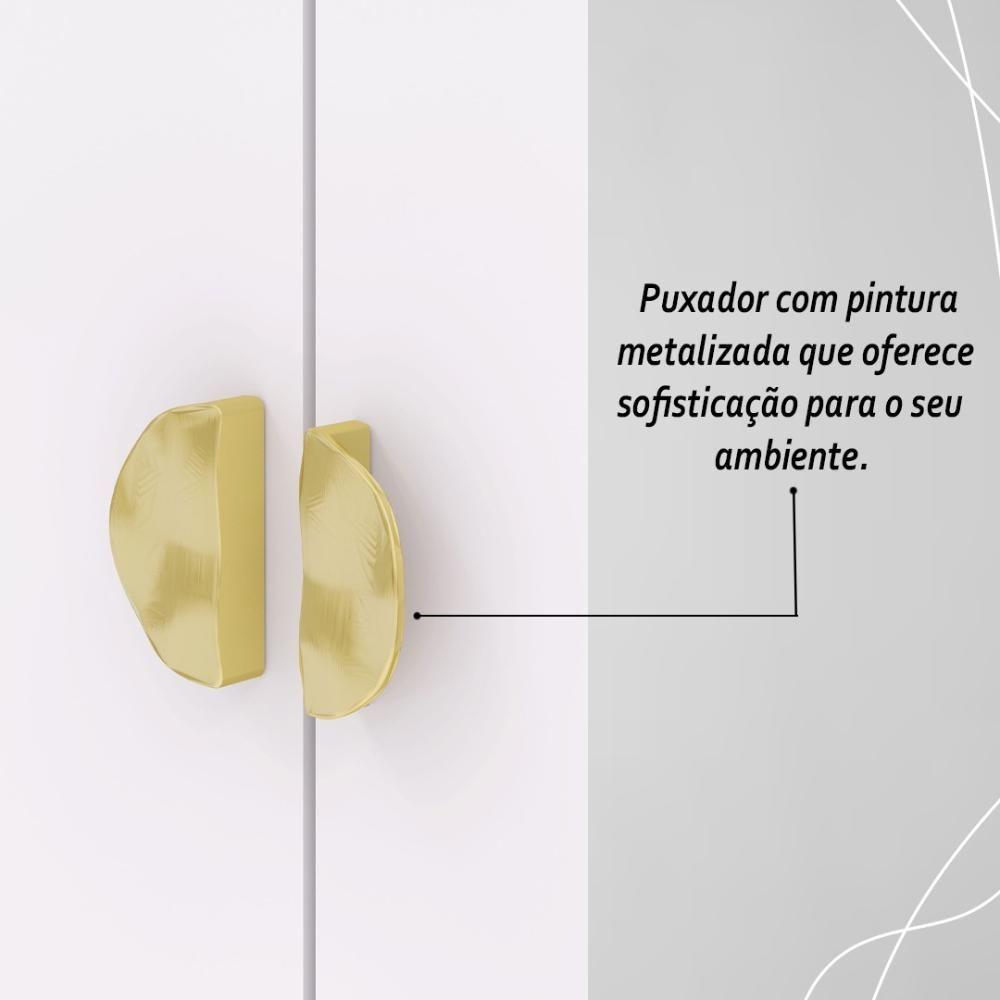 Cômoda Roupeiro Com Espelho 2 Portas 4 Gavetas Cristal - Branco-camarim Branco-camarim - 9