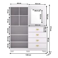 Cômoda Roupeiro Com Espelho 2 Portas 4 Gavetas Cristal - Branco-camarim Branco-camarim - 2