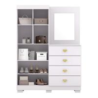 Cômoda Roupeiro Com Espelho 2 Portas 4 Gavetas Cristal - Branco-camarim Branco-camarim - 3