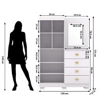 Cômoda Roupeiro Com Espelho 2 Portas 4 Gavetas Cristal - Branco-camarim Branco-camarim - 5