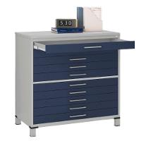 Mapoteca 10 Gavetas Pandin 120 Cm (larg) Inmetro Tampo Mdp Cinza Estrutura Aço Cinza Gavetas Azul - 2