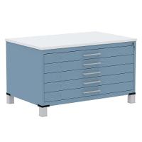 Mapoteca 5 Gavetas Pandin 120cm (larg) Inmetro Tampo Mdp Branco Estrutura E Gaveta Em Aço Azul Dali - 1