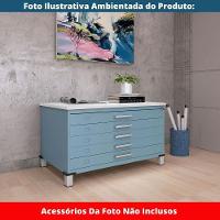 Mapoteca 5 Gavetas Pandin 120cm (larg) Inmetro Tampo Mdp Branco Estrutura E Gaveta Em Aço Azul Dali - 6