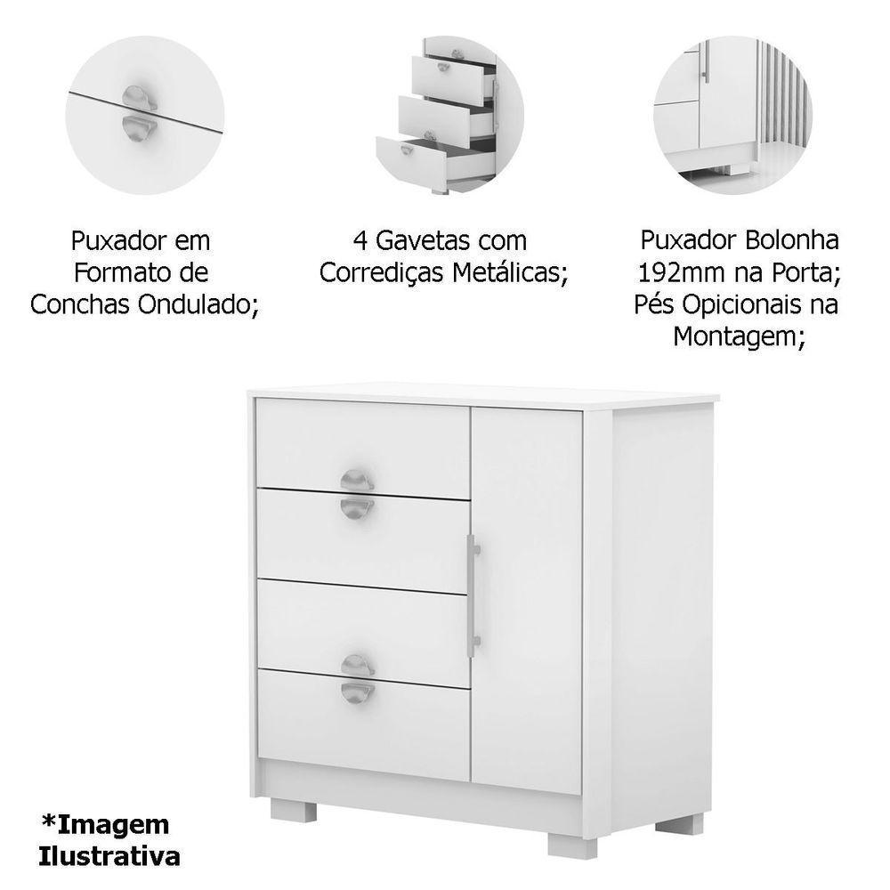 Cômoda Sapateira 4 Gavetas Clarabella Nature - 4