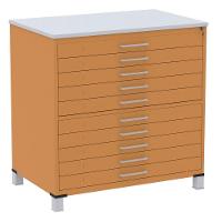 Mapoteca 10 Gavetas Pandin 120 Cm (larg) Inmetro Tampo Mdp Cinza Estrutura E Gavetas Em Aço Laranja - 1