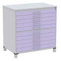 Mapoteca 10 Gavetas Pandin 120 Cm (larg) Inmetro Tampo Mdp Cinza Estrutura Aço Cinza Gavetas Lilás - 1