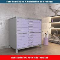 Mapoteca 10 Gavetas Pandin 120 Cm (larg) Inmetro Tampo Mdp Cinza Estrutura Aço Cinza Gavetas Lilás - 6
