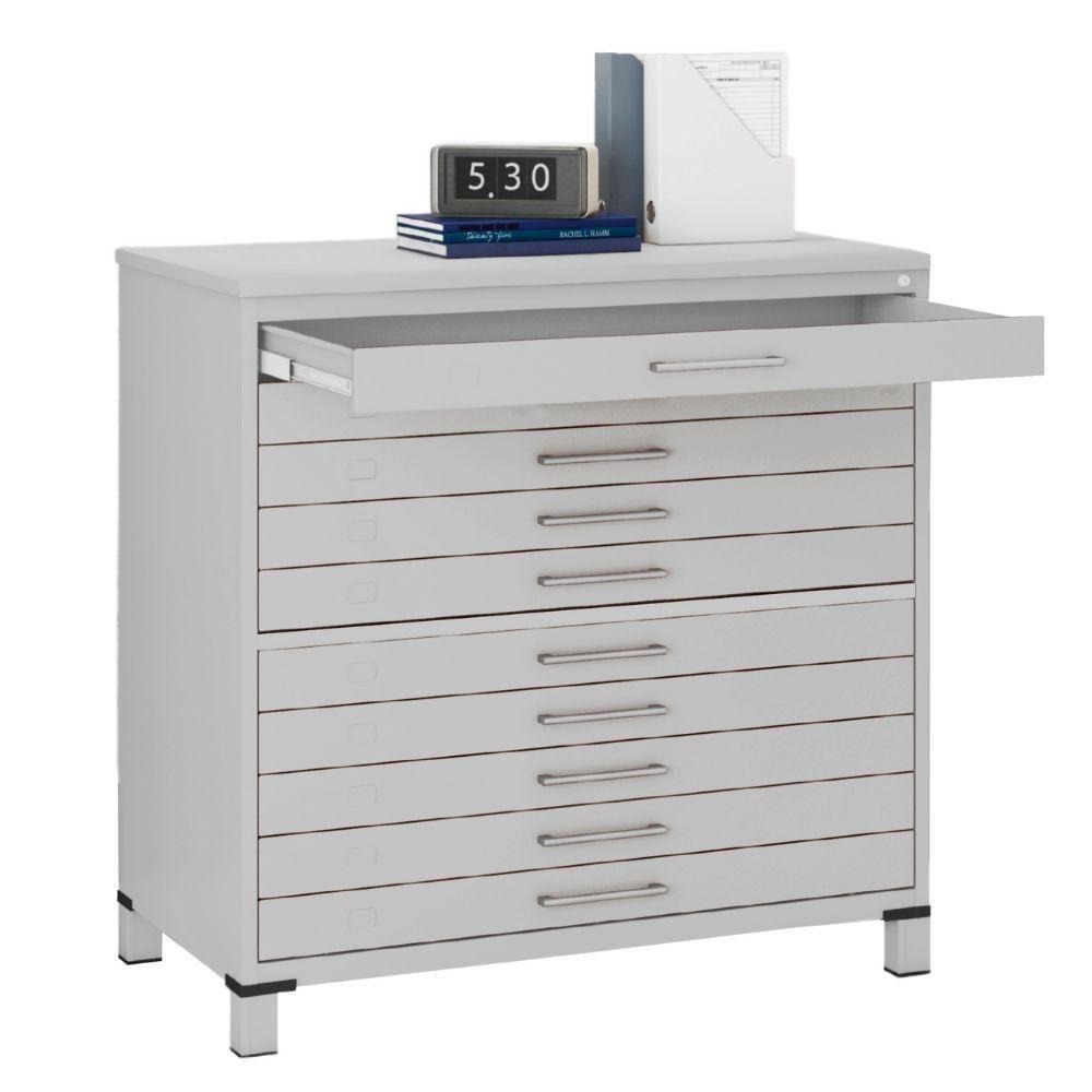 Mapoteca 10 Gavetas Pandin 120 Cm (larg) Inmetro Tampo Mdp Cinza Estrutura E Gavetas Em Aço Cinza - 6