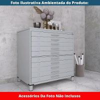Mapoteca 10 Gavetas Pandin 120 Cm (larg) Inmetro Tampo Mdp Cinza Estrutura E Gavetas Em Aço Cinza - 2