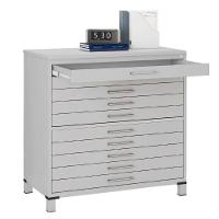 Mapoteca 10 Gavetas Pandin 120 Cm (larg) Inmetro Tampo Mdp Cinza Estrutura E Gavetas Em Aço Cinza - 6