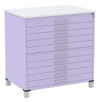 Mapoteca 10 Gavetas Pandin 120 Cm (larg) Inmetro Tampo Mdp Branco Estrutura E Gavetas Em Aço Lilás - 1