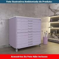 Mapoteca 10 Gavetas Pandin 120 Cm (larg) Inmetro Tampo Mdp Branco Estrutura E Gavetas Em Aço Lilás - 7