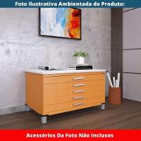Mapoteca 5 Gavetas Pandin 120 Cm (larg) Inmetro Tampo Mdp Branco Estrutura E Gavetas Em Aço Laranja - 8
