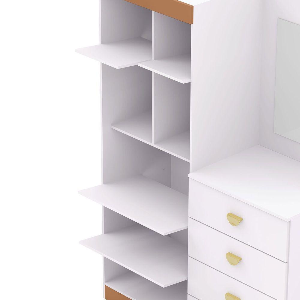 Cômoda Guarda-roupa Com 4 Gavetas E 5 Prateleiras Cristine Branco/camarim - 3