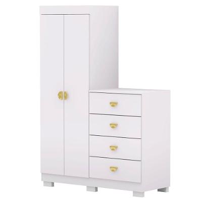 Cômoda Guarda-Roupa Cristine 4 Gavetas MDP com Corrediças Telescópicas Branco Camarim